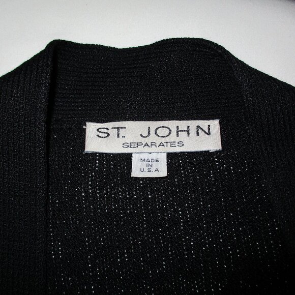 ST. JOHN SEPARATES Black Santana Knit Open Jacket Cardigan Size Small - Picture 6 of 6